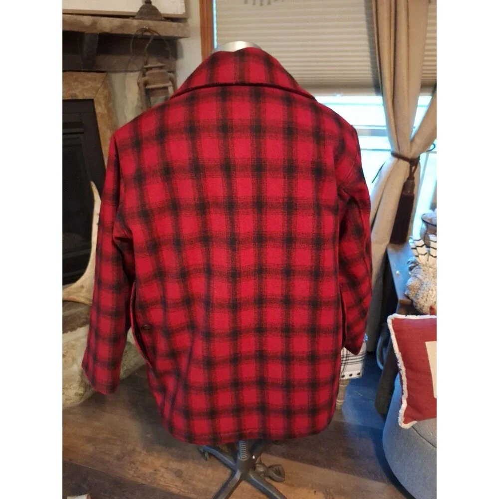 Vintage 70s Woolrich Plaid Flannel Jacket‎ Coat Large Wool Sherpa Lined Workwear